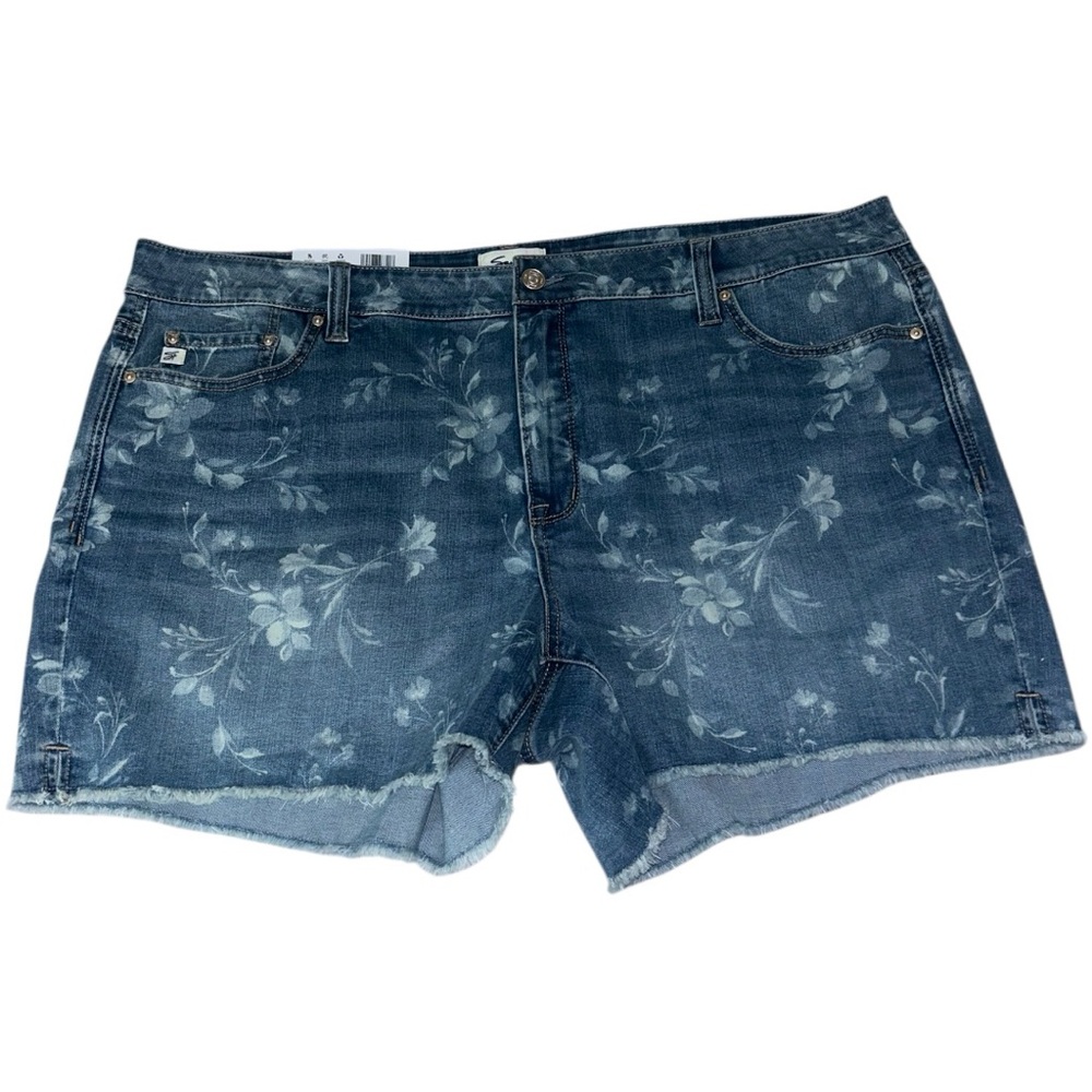 NWT Seven7 Plus Size Floral Print Stretch Denim Jean Shorts 22W NWT